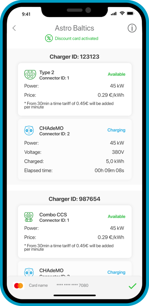 Cloudics mobile payment app - EV Charging