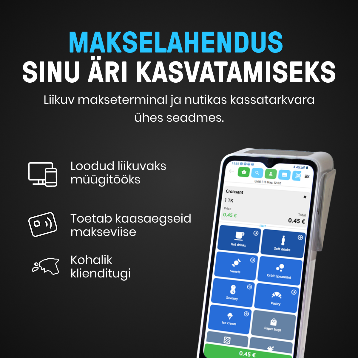 Cloudics makseterminal ja kassasüsteem